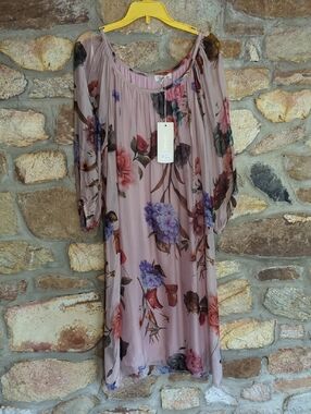 Bellambia Silk Blend Floral Blush Pink Chiffon Dress